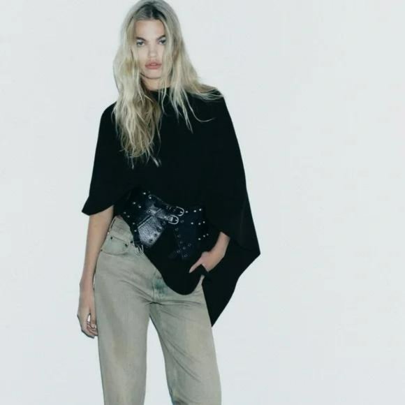 ZARA STUDDED 100% COW LEATHER CUMMERBUND main image 5